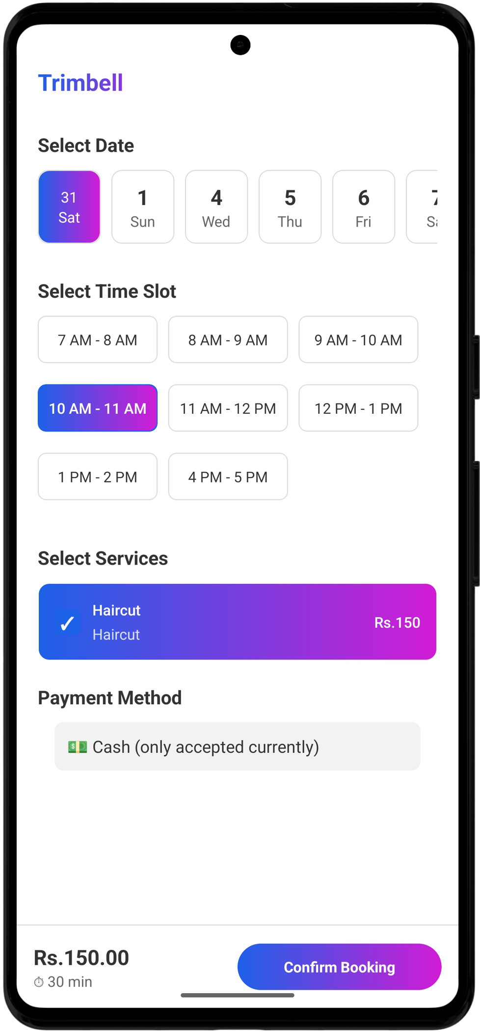 Trimbell Salon Dashboard