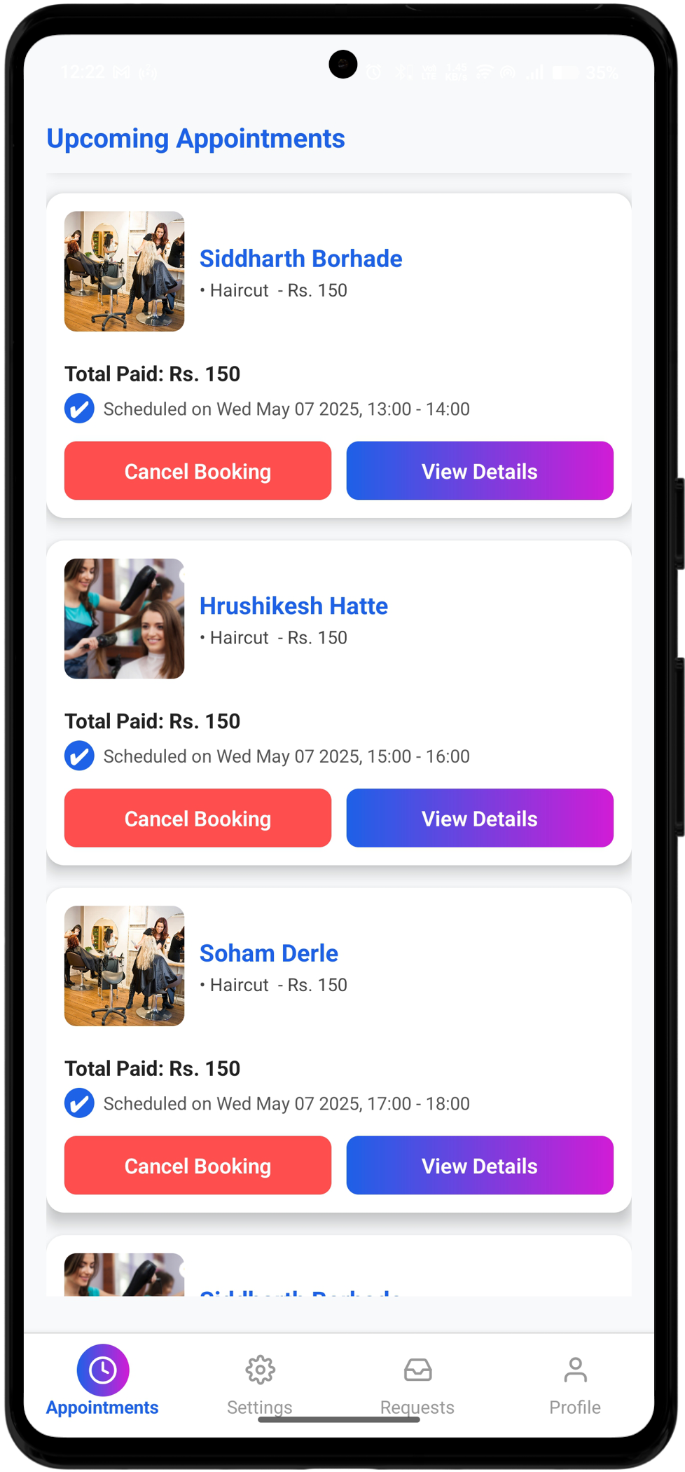 Trimbell Salon Dashboard